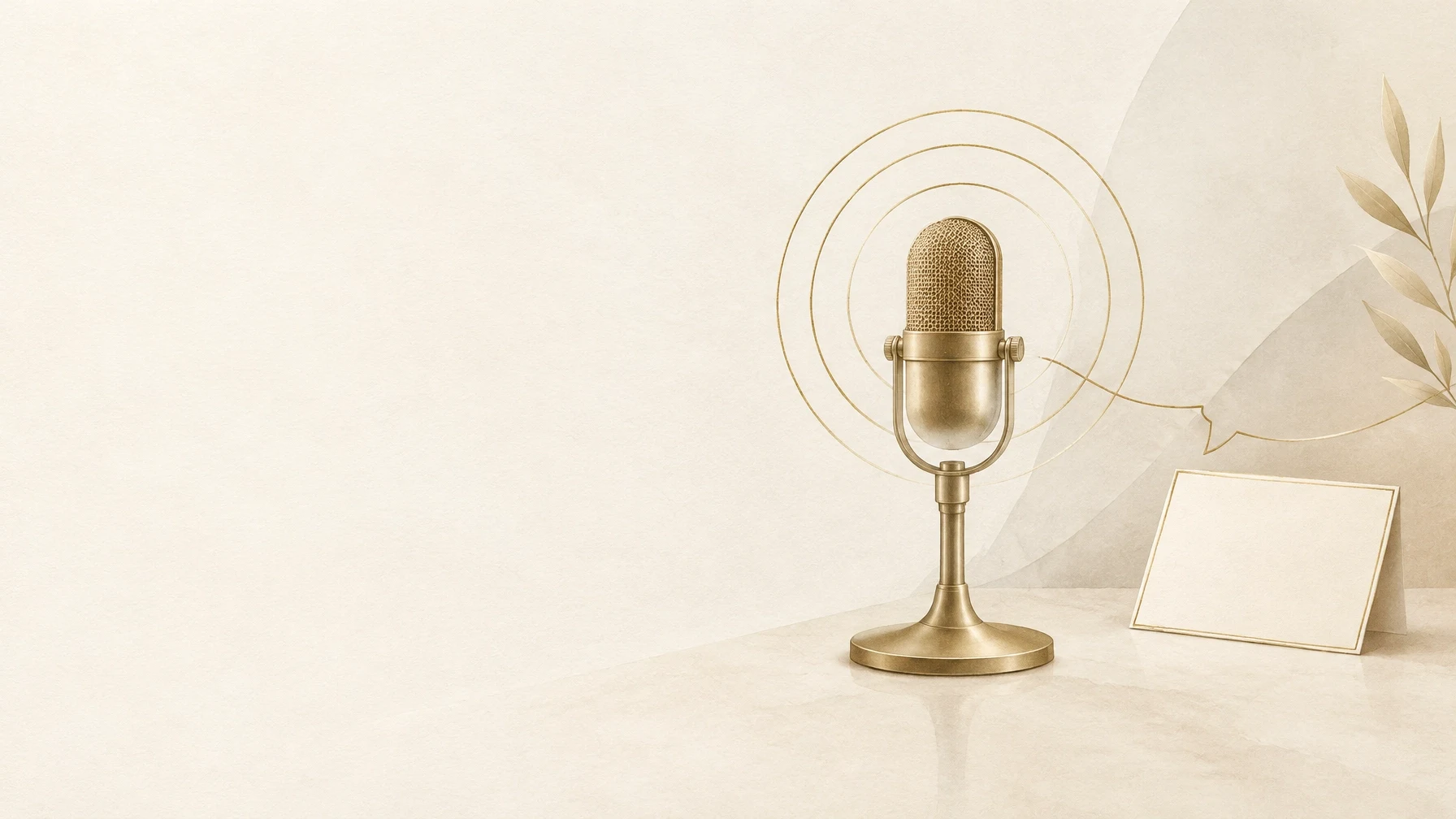 Micro doré dans un espace d’enregistrement, symbole d’une interview presse à préparer