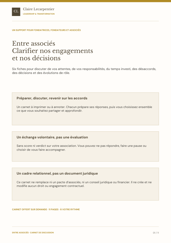 Couverture du carnet Entre associés