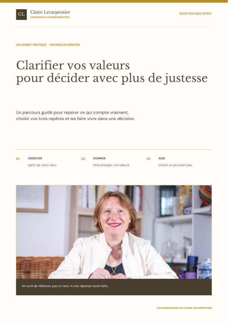 Couverture du carnet Clarifier vos valeurs